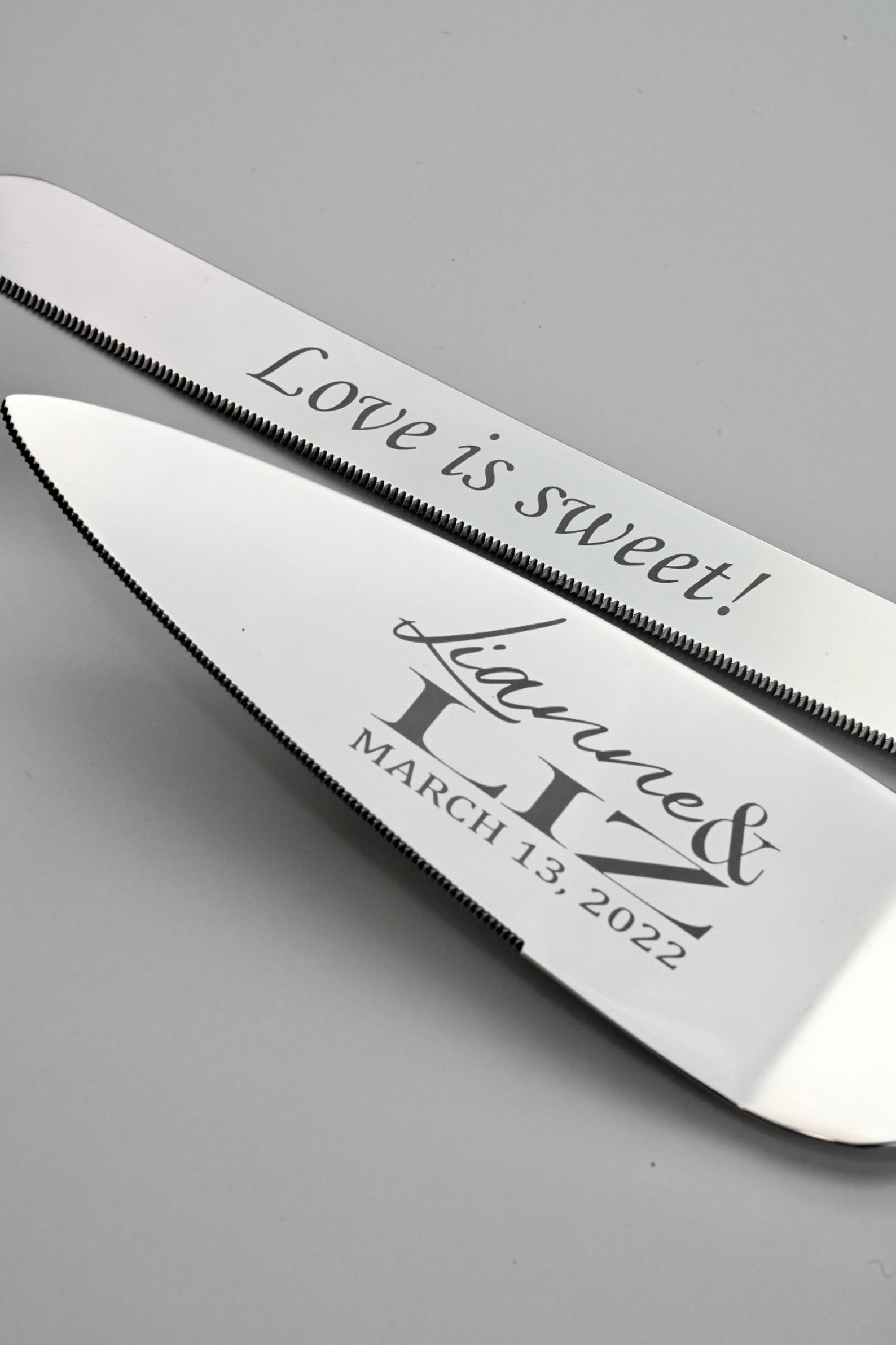 Rose Gold Cake Cutter Set of TWO Personalized Wedding Couples Etsy