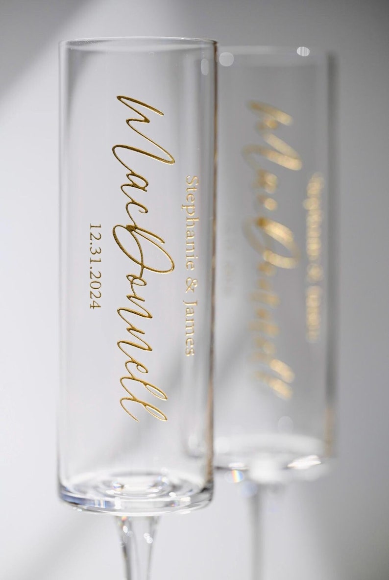 TOP SELLER - Custom Modern Toasting Flutes with Gift Box option. Personalized Toasting Flutes, Modern Toasting Flutes, Champagne Toasting,