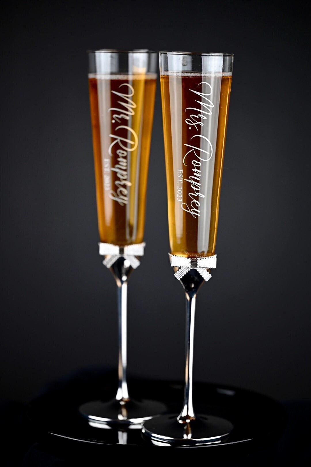 Personalized Kate Spade Toasting Flutes, Etched Champagne Flutes