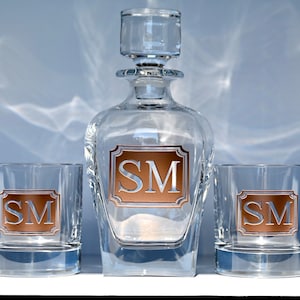 Personalized Etched Lenox Decanter Set with Whiskey Glasses