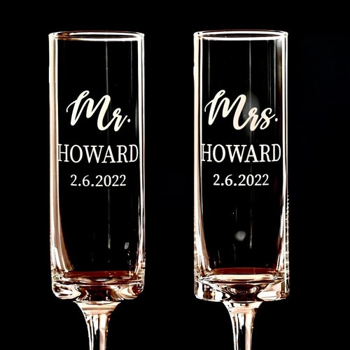 Personalized Modern Toasting Flutes Wedding Flutes Gift for Etsy