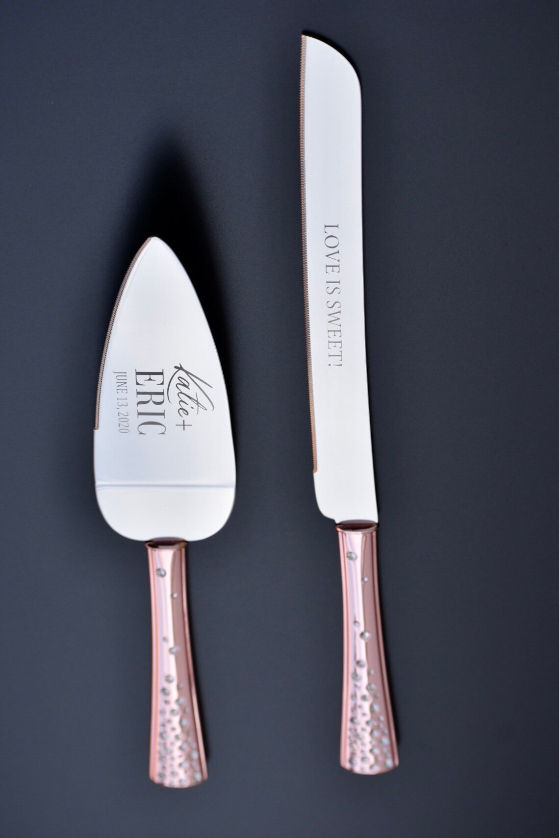 Rose Gold Cake Cutter Set of TWO Personalized Wedding Couples Etsy