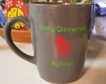 Easily Distracted by Dogs 12 oz Stoneware Mug – Dog Lover Gift