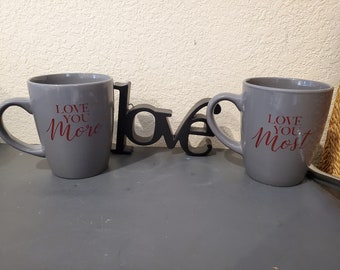 Love You More/Most Mug Set: Stoneware Couple Gift