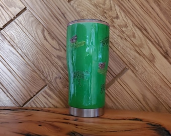 Glitter Frog Tumbler: 20 oz Epoxy Stainless Steel Tumbler with Lid