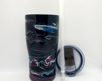 Red White and Blue Marbled, 4th of July Epoxy tumbler