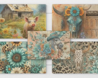 Decorative Glass Cutting Board – 7.87” x 11” | Tempered Textured Glass | Rustic Farmhouse & Western Designs