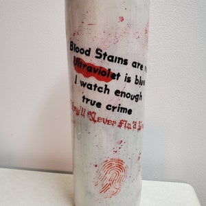 20 oz True Crime Epoxy Tumbler – Blood Splatter & Fingerprint Design, Unique Gift