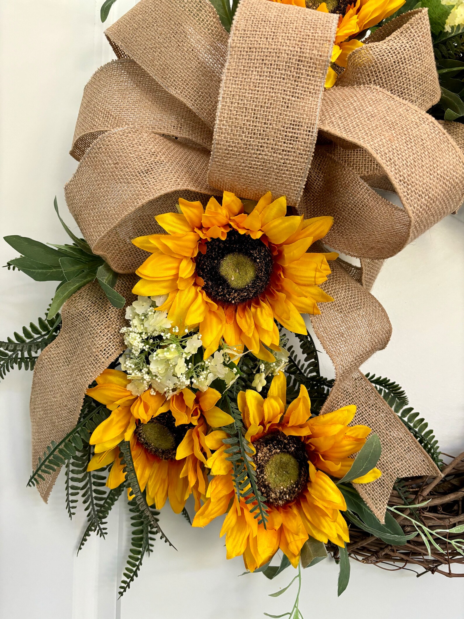 Yellow Sunflower Wreath. Fall Front Door Wreath. Rustic Farmhouse ...