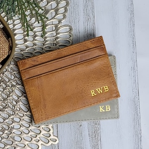 Cartera minimalista de cuero, tarjetero, billetera personalizada con bolsillo frontal delgado, tarjetero para hombre, tarjetero de cuero, regalo