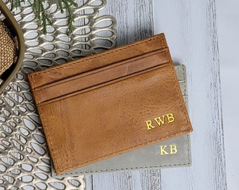 Minimalist Leather Wallet, Business Card Wallet, Personalized Slim Front Pocket Wallet, Men's Cardholder, Leather Cardholder, Gift