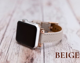 Apple Watch Band 38mm 40mm 41 mm 42mm 44mm 45mm , Custom Leather Apple Watch for Woman, Hand Made Strap, For Series 9 8 7 6 SE 5 4 3 2 1