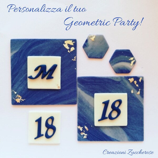 Topper per biscotti, cupcakes e dessert marmorizzato per il tuo Geometric Party!
