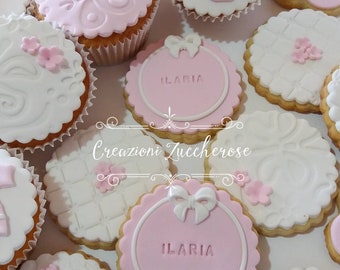 Set 6 decorazioni in pasta di zucchero per biscotti e cupcakes - Set 6 cookies and cupcakes fondant toppers