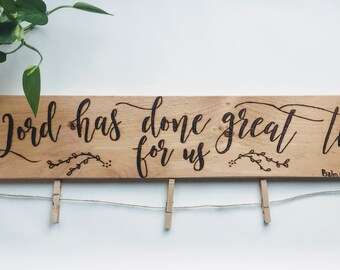 Parent Photo Hanging Sign Gift Grand kid Grandma Grandpa Grandparents Christmas Christian Birthday Bible Verse Psalms 126:3 Art Decor Wall