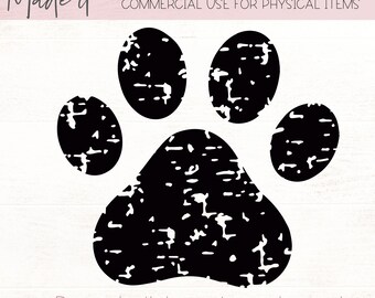 Download Distressed Paw Print Etsy