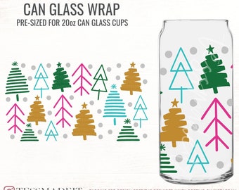 Christmas Libbey Glass SVG - Christmas Tree SVG - Winter Can Glass SVG - 20oz Libbey Cup Svg For Crafters