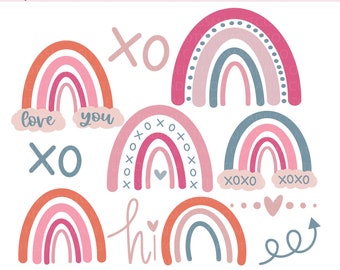 Valentine's Day Rainbow SVG - Rainbow PNG -  Hand drawn Rainbow SVGS And Rainbow Stickers For Cricut Crafters