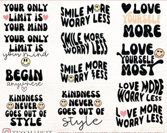 Mental Health SVG Bundle - Retro SVG - Be Kind SVG - Motivational Svg / Retro Svg  Design bundle for Cricut & Silhouette