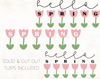 Hello Spring SVG - Spring Sign SVG -Spring Flowers SVG - Spring Welcome Svg - Spring flowers Svg For Cricut Crafters