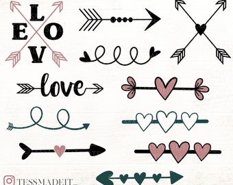 Arrow SVG Bundle - Love Arrow SVGS - Valentine's Day SVG Bundle - Crossed Arrows Svgs For Cricut & Silhouette Crafters