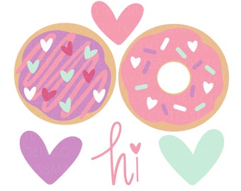 Valentine Heart Donut SVG - Doughnut SVG Bundle - Donut Clipart - Sprinkle Donut svg file, Hand Drawn Heart Donut SVG