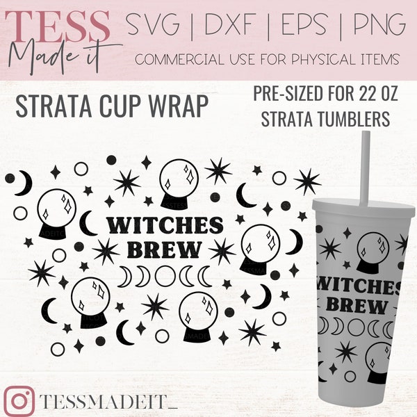 Halloween Strata SVG - Hexe Strata Cup SVG - 22 Unzen Strata Full Wrap SVG - Hexengebräu SVG Entwickelt für Strata Tumbler 22 Unzen