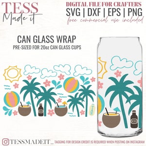 Summer Libbey Glass SVG -Summer Libbey SVG - Beach SVG - Libbey Glass Png - Summer Can Glass Svg Designed for 20oz Libbey Glasses