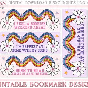 Retro Bookmark PNG Printable Bookmarks Aesthetic Bookmark Cute Bookmarks for Women Digital Bookmarks Set for Download Can Sell Printed Copy