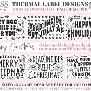 Weihnachtliche Thermoetiketten Gruselige Weihnachten Happy Mail Stickers Produktetiketten Mailing Labels Business Stickers Sticker PNG Bundle Thermo PNG