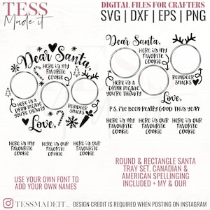Santa Plate SVG - Santa SVG - Round Santa Tray Svg - DIY Cookies for Santa Svg for Cricut Crafters Round & Rectangle Santa Tray Svg Bundle