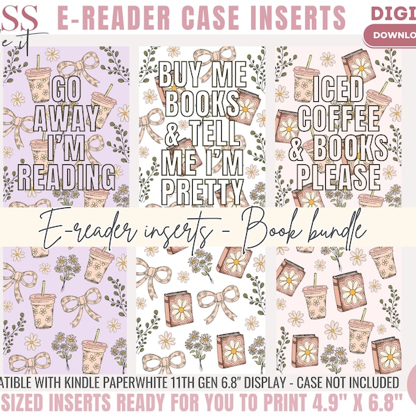 Printable E-reader Case Insert, Digital E-Reader Design Insert, Ebook Inserts PNG, Paperwhite Case 11th Generation Insert Bookish Merch