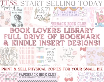 PRINTABLE BOOKMARK LIBRARY & E Reader Inserts 11th Gen - Digital Download Cute Bookmarks Png + Pdf Commercial Use Drive For Small Biz Use