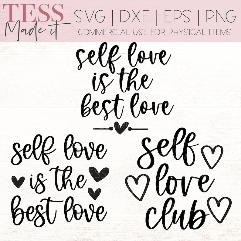 May include: Black and white graphic design with the text "self love is the best love" and "self love club" with hearts.