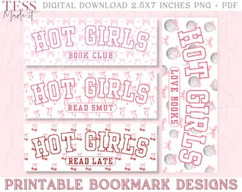 Coquette Hot Girls Bookmark Files Bookmark PNG Pink Aesthetic Bookmark Cute Bookmarks for Women Digital Bookmarks Set Bow Bookmark