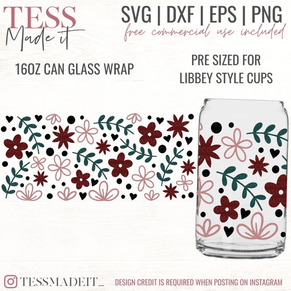 Spring Can Glass SVG Beer Can SVG Floral Cold Cup SVG Etsy