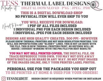 Tumbler Care Cards - Thermal Printer Labels PNG Tess Made It