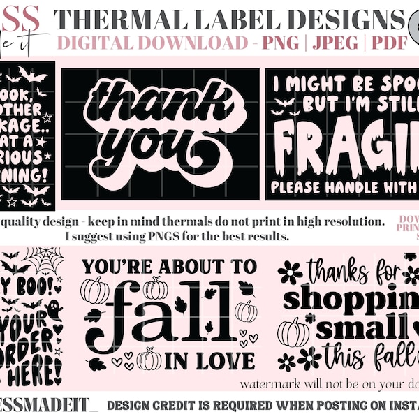 Fall Business Stickers - Halloween Thermal Label Designs - Holiday Mailing Labels - Thermal Labels - Shipping Stickers - Halloween Stickers