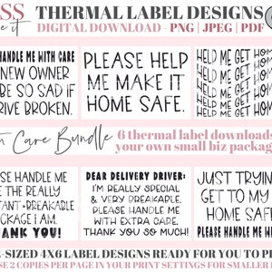 Fragile Mailing Labels - Printable Thermal Labels - Fragile Business Stickers PNGS - Handle With Care PNG - Do Not Bend Labels PNG