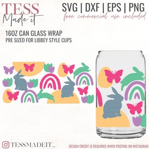 Spring Libbey Glass SVG - Boho SVG - Can Glass SVG - Boho Rainbow Svg - Boho Abstract Svg for Libbey can glasses 16oz