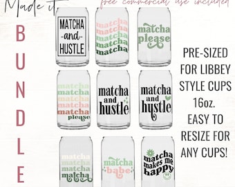 Matcha SVG Tea SVG Libbey Glass Svg Beer Can Glass Svg Matcha Tea Svg for Libbey Glasses 16oz Matcha Cup Svg Png Pre-Sized Libbey Svg