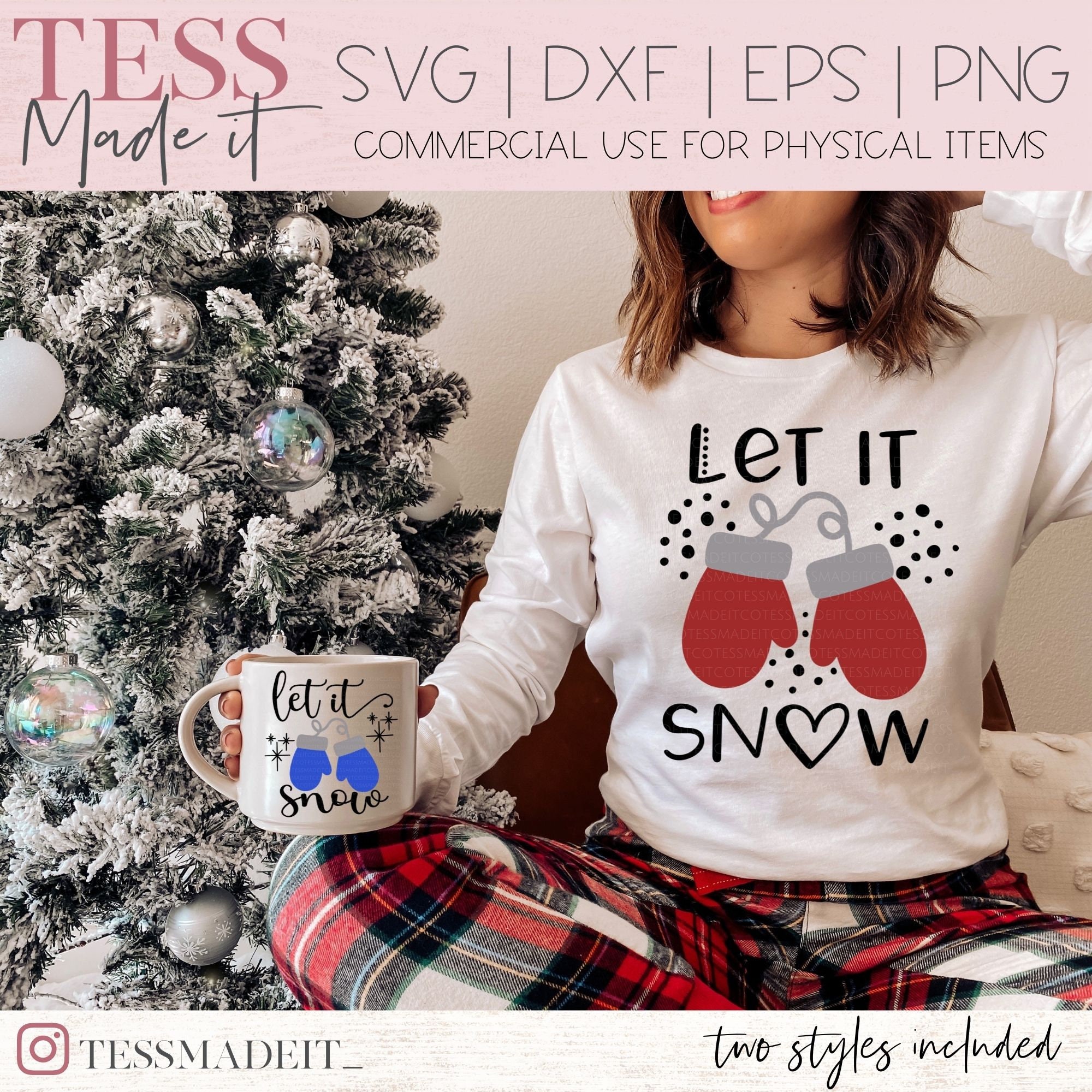 Let It Snow SVG - Christmas Sign Svg - Winter Mittens SVG - Winter SVG ...