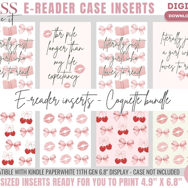 Kindle Insert Printable E-reader Case Insert Digital E-Reader Design Insert, Ebook Inserts PNG, Paperwhite Case 11th Generation Insert