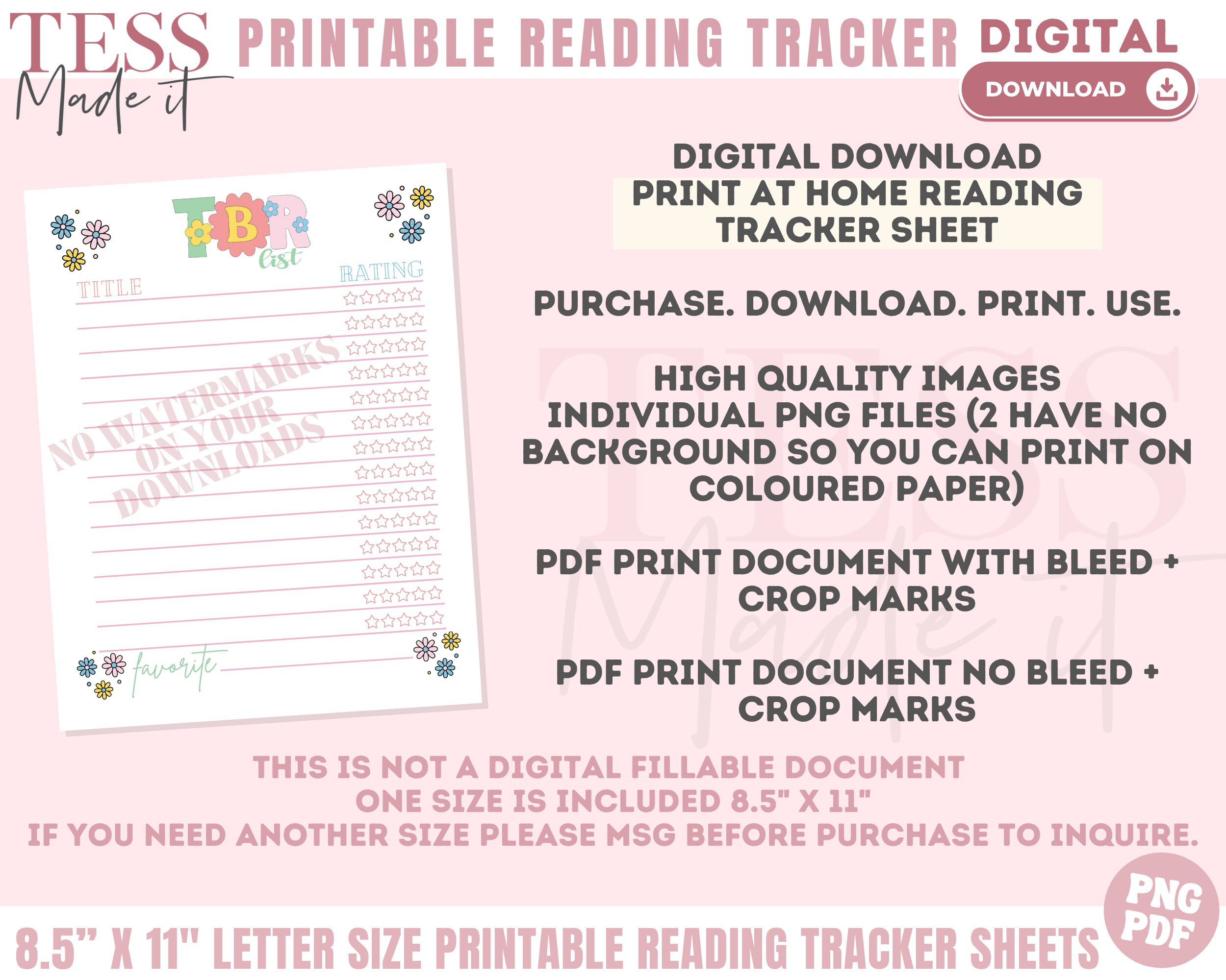 Printable Book Reading Tracker, Digital Reading Planner, Digital ...