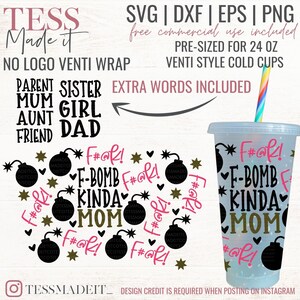 Taza Fría SVG - F-Bomb Mamá SVG - Taza de Café Helado SVG - Venti No Hole Svg - Mamá Divertida Svg para Máquinas de Corte Cricut