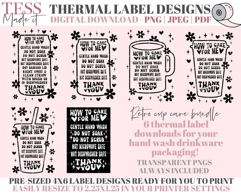 Printable Tumbler Care Cards Cup Care Instructions Thermal - Etsy