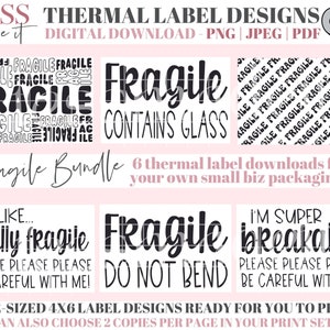 Fragile Thermal Labels PNGS Warning Stickers Shipping Labels Business Stickers Mailing Labels Packaging Labels PNG Moving Stickers PNG