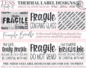 Fragile Thermal Labels PNGS Warning Stickers Shipping Labels Business Stickers Mailing Labels Packaging Labels PNG Moving Stickers PNG