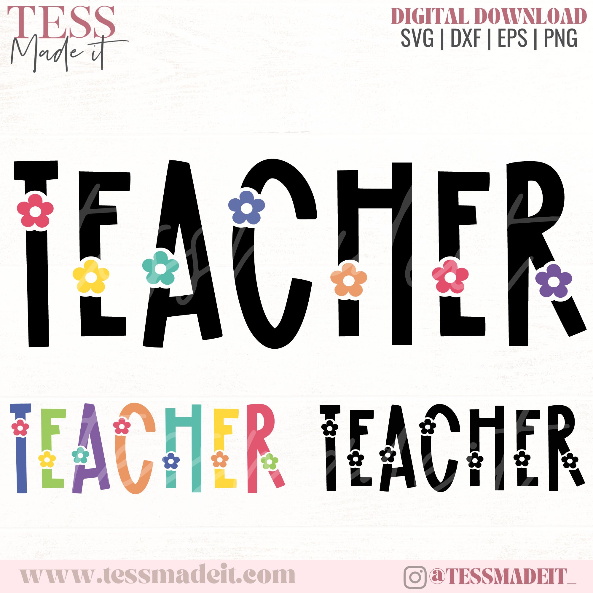Teacher Appreciation SVG - Floral Teacher SVG - Cute Teacher PNG ...