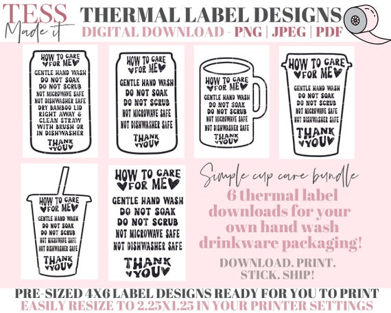 50 Cups Care Instructions Cards - Tumblers and Mugs Care Instruction Insert  for Small Business - Customer Directions Cards - Small Online Shop Package